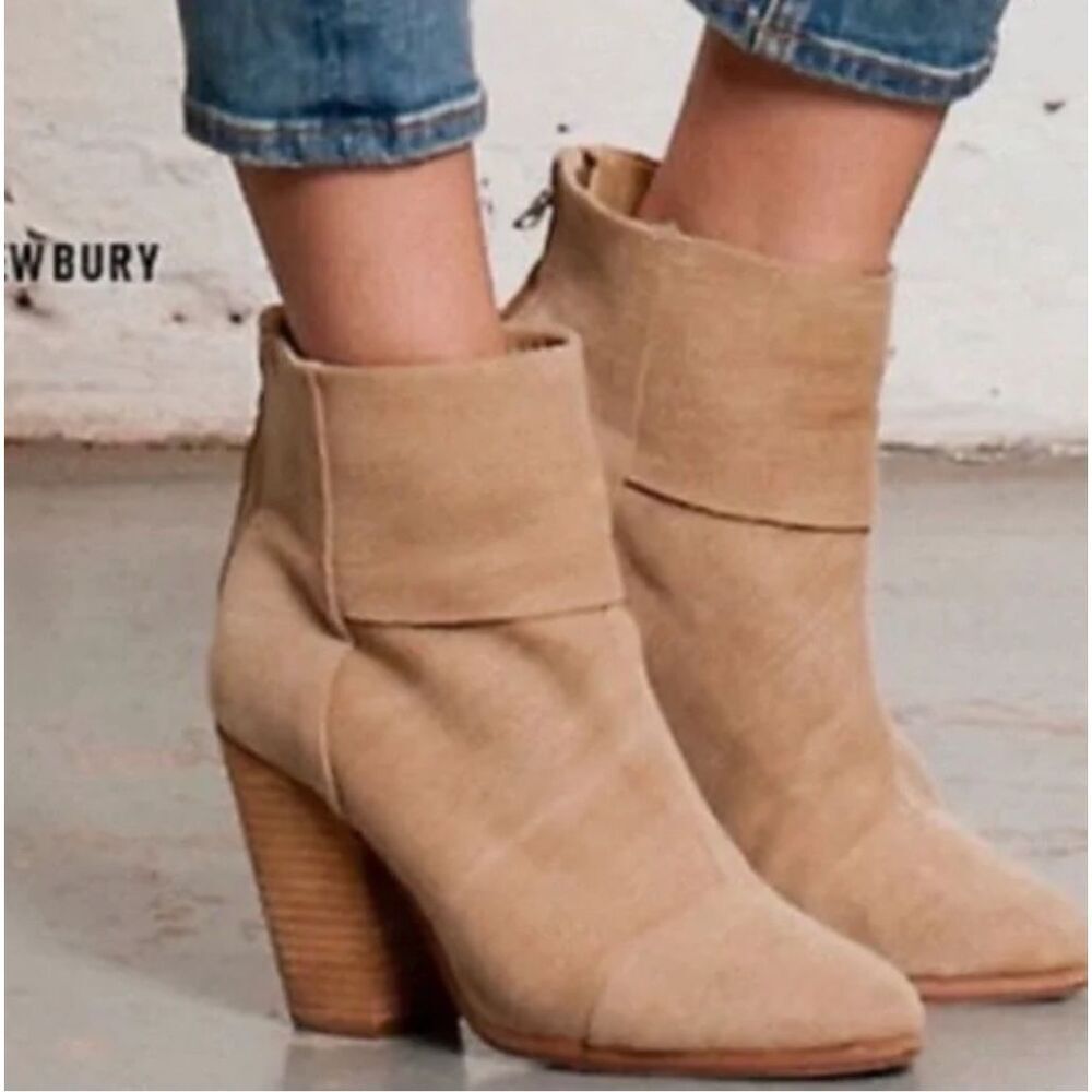 Rag and Bone Newberry‎ Canvas Heeled Bootie Tan Size 6.5